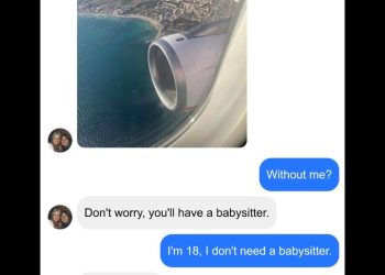 His mother simply flies off on vacation without him